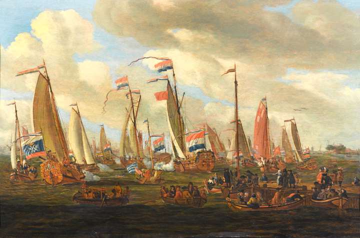 Tsar Peter the Great Viewing the Mock Sea Battle  Held in his Honour in the IJ, off Amsterdam, 1st September 1697